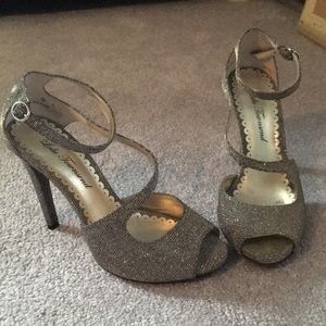 Silver ankle-strap heels